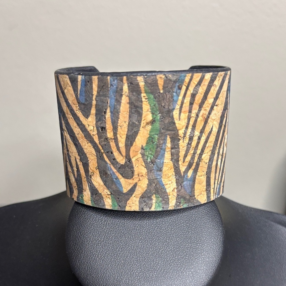 Zebra Cork Retro Cuff Bracelet Animal Print